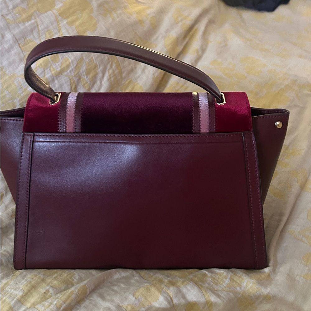 Michael Kors Large Whitney Velvet Oxblood and Pink Satchel - Picture 2 of 7